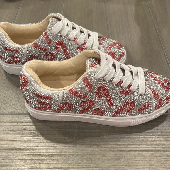 Betsey Johnson Candy Cane Embellished Sneakers - Picture 3 of 11